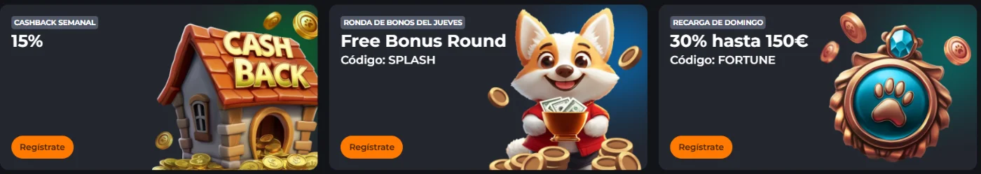 CorgiBet ofertas especiales CorgiBet promociones con cashback semanal, ronda de bonos y recarga de domingo